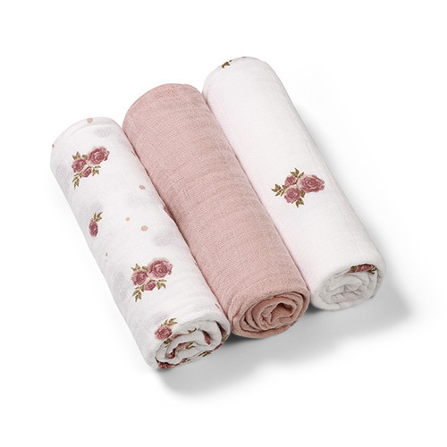Mušelínové plienky BabyOno, Super Soft ružové, 100% bavlna, 3 ks x 70x70 cm, Flowers
