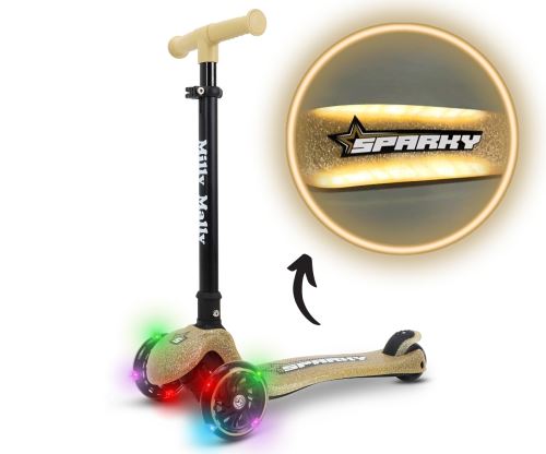 Detská kolobežka SPARKY LED trojkolová – svietiace kolieska, nastaviteľná, béžová