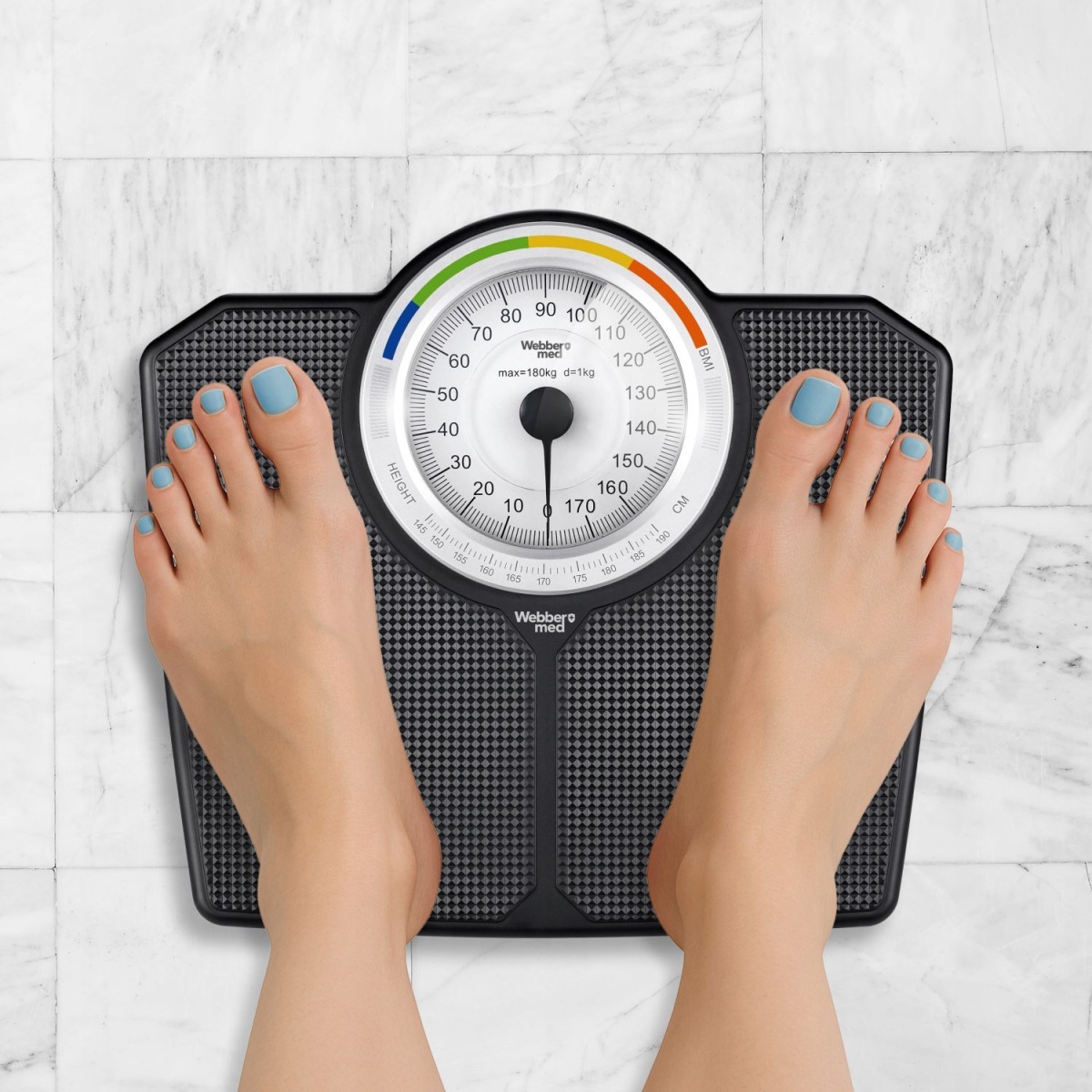 Klasická mechanická analógová kúpeľňová váha s BMI čierna 180 kg