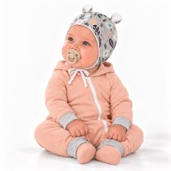 Baby Nellys Kojenecká čepička s oušky na zavazování - Palouček, mátová
