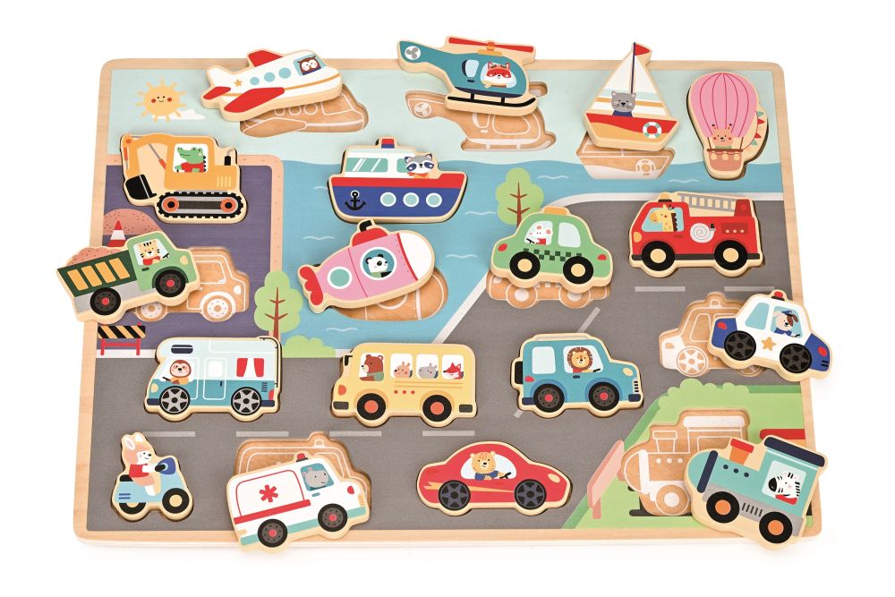Dřevěné 3D puzzle Doprava, velké – Lelin