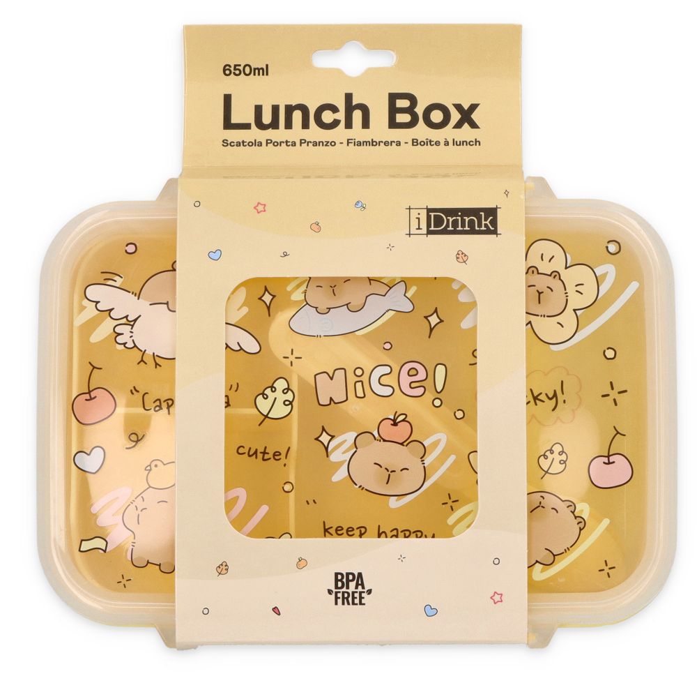 Detský desiatový box Kapybara 650 ml, iTotal, žltý