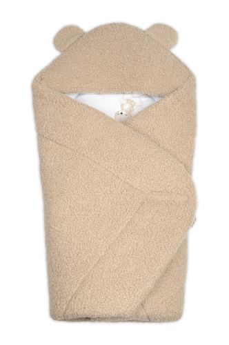 Baránková zavinovačka s kapucňou bavlna/baránok, Teddy Boucle  - Medvedík béžová (4)