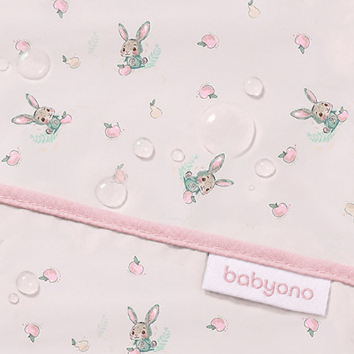 Nepremokavá zásterka s rukávmi Bunny, šedoružová, BabyOno