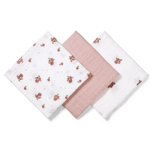 Mušelínové plienky BabyOno, Super Soft ružové, 100% bavlna, 3 ks x 70x70 cm, Flowers