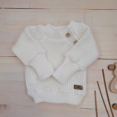 Pletený svetřík pro miminko s knoflíčky Lovely, prodloužené náplety, bílý, 56/62 (4)