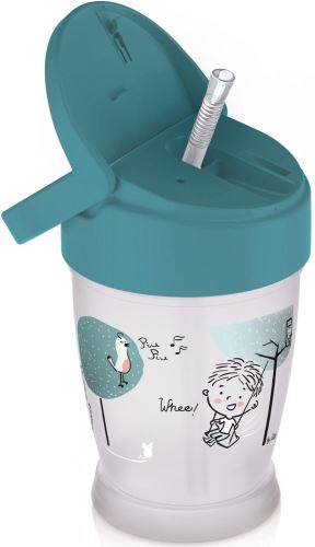 Lovi hrnček so slamkou Lovely Girl - Junior, 12m +, rzeleno/šedý, 250ml (1)
