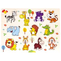 Bino Drevené puzzle safari 11 dielikov (1)