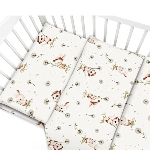 Povlečení do postýlky, bavlna, 2D sada, Kocourek a pampeliška - bílá