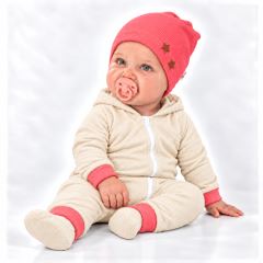 Baby Nellys Žebrovaná čepice Hvězdičky - korálová (2)