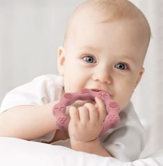 Silikónové hryzátko BabyOno - Krúžok, ružové (6)