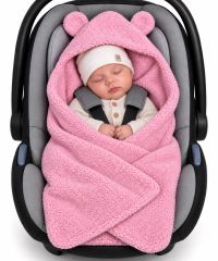 Fusák, deka s kapucňou do autosedačky Baránok, Baby Nellys - púdrová, ružová (3)