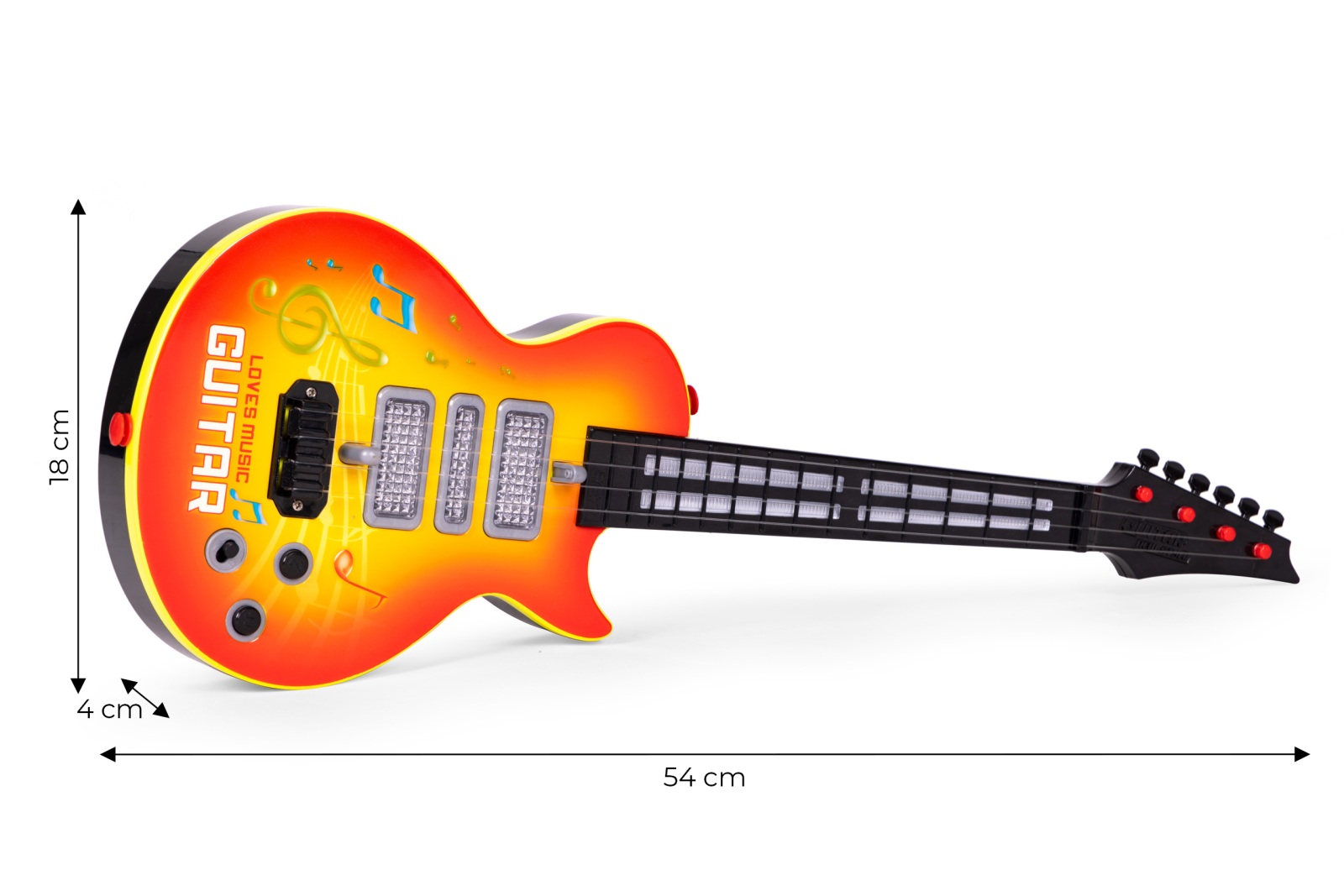 Detská rocková gitara s výučbou hry na gitare, s infračerveným senzorom a melódiami