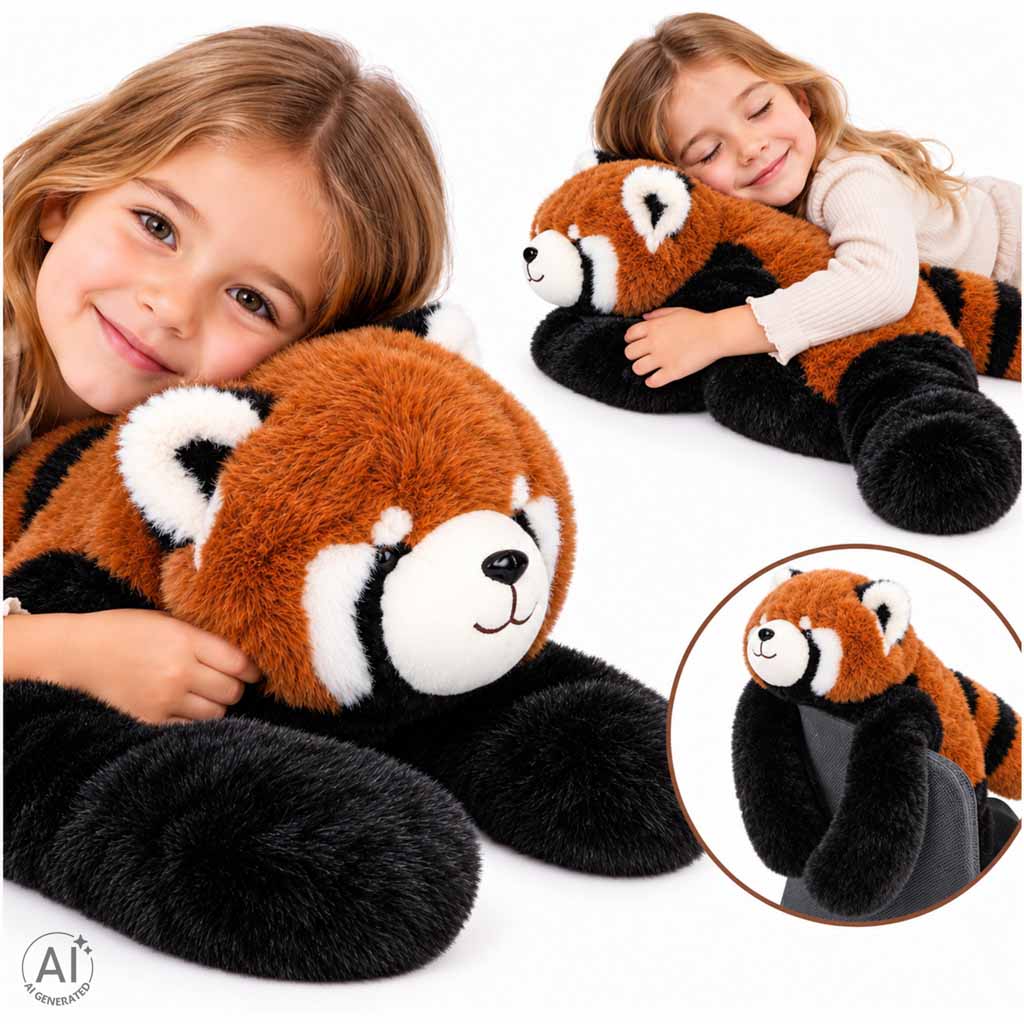 Záťažová plyšová panda červená 1,5 kg – záťažové labky, 65 cm, 3+
