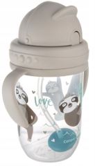 Canpol babies Nevylievací hrnček so slamkou a závažím Exotic Lenochod - šedý, 270 ml