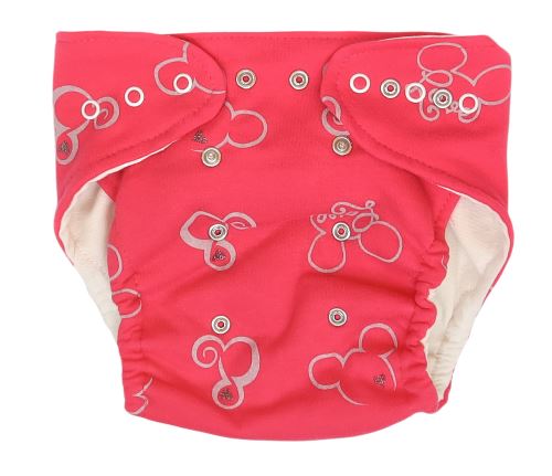 Mamatti Látková plenka EKO sada - kalhotky + 2 x plenka, Myška, vel. 3 - 8 kg, červená