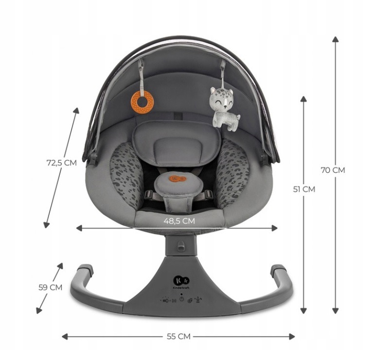 Hojdacie lehátko s melódiou 2v1 Lumi, Premium Dark grey