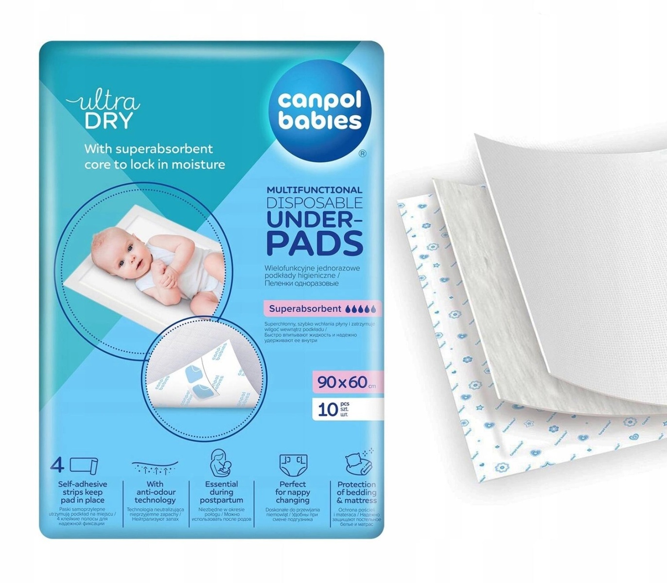 Multifunkčné hygienické podložky Canpol babies 90×60 cm, 10 ks