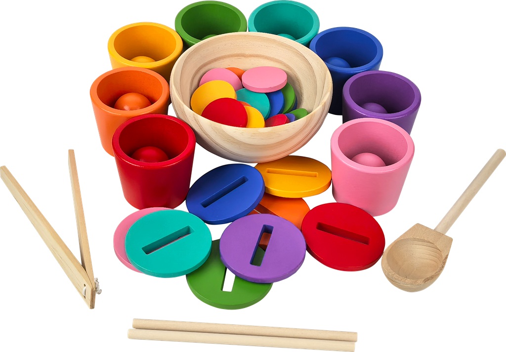 2Kids Toys Dúhové guličky, mince a kalíšky 8 farieb