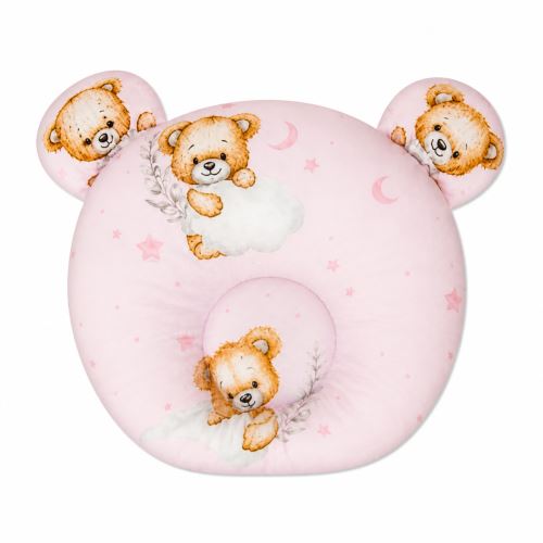 Bavlnený tvarovaný vankúšik Sleepy Teddy, ružový