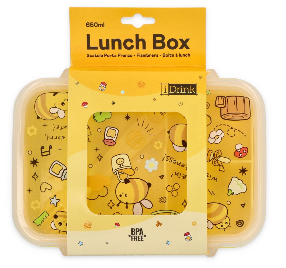 Dětský svačinový box Včeličky 650 ml, iTotal, žlutý