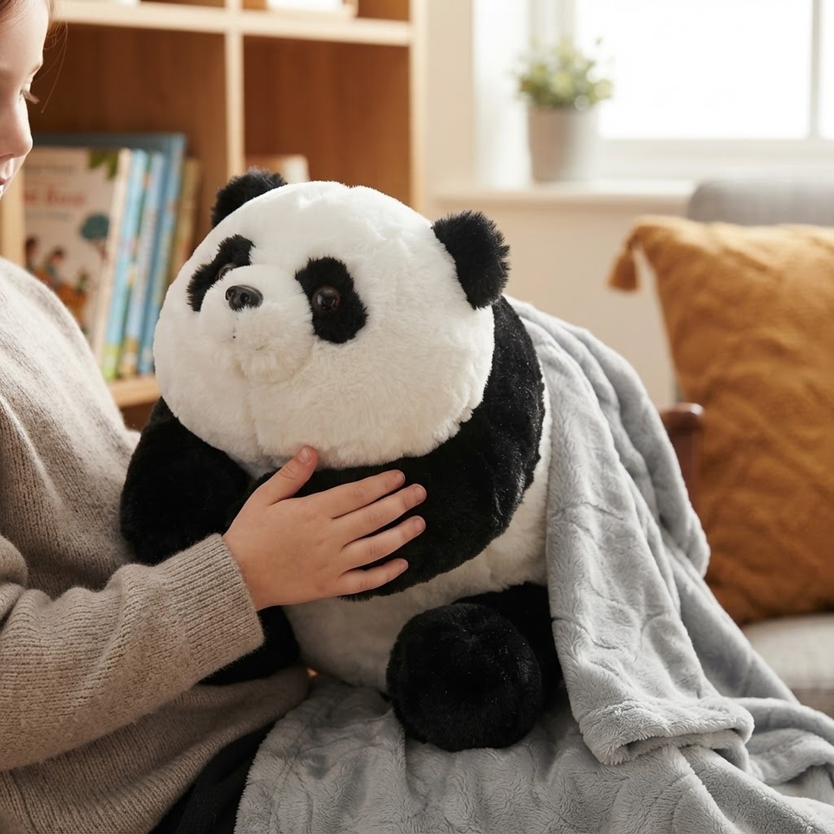 Maxi plyšová panda s dekou Big buddy 45cm 2v1