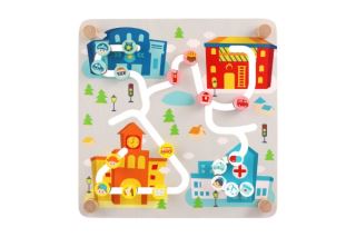 Vkladačka/edukačný labyrint Mesto/Recyklácia 2v1 drevený 30x30cm v krabici 32x32x6cm (502474)