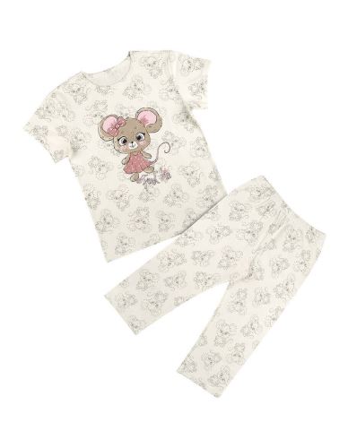 Donella Dívčí bavlněné pyžámko, kr. rukáv + 3/4 kalhoty, Baby Find Me - krémové