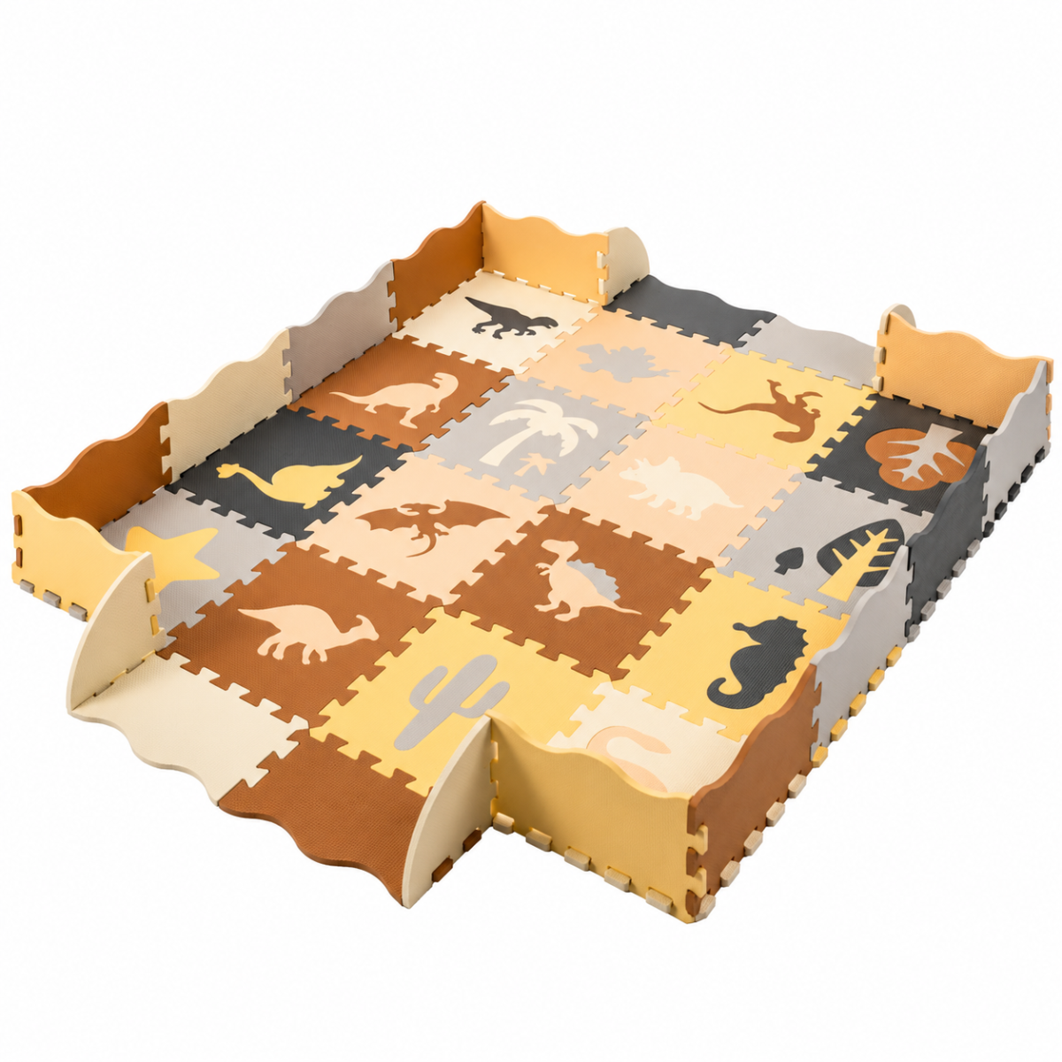 Penové puzzle, XXL podložka Dinosaury, 36 dielov, 143 × 143 cm