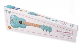 Drevená detská gitara Lesné zvieratká – mätová (9)
