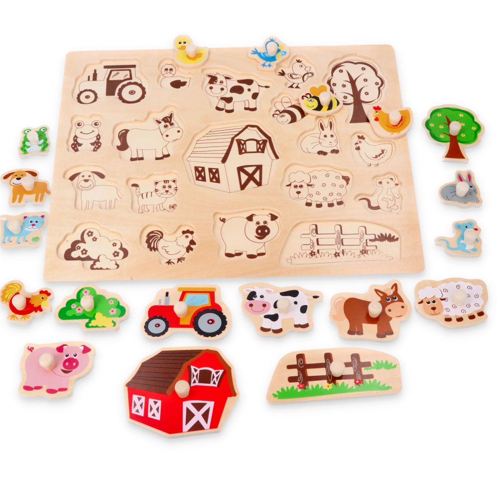 Lelin Edukačný vkladačka, puzzle - Farma s traktorom velká