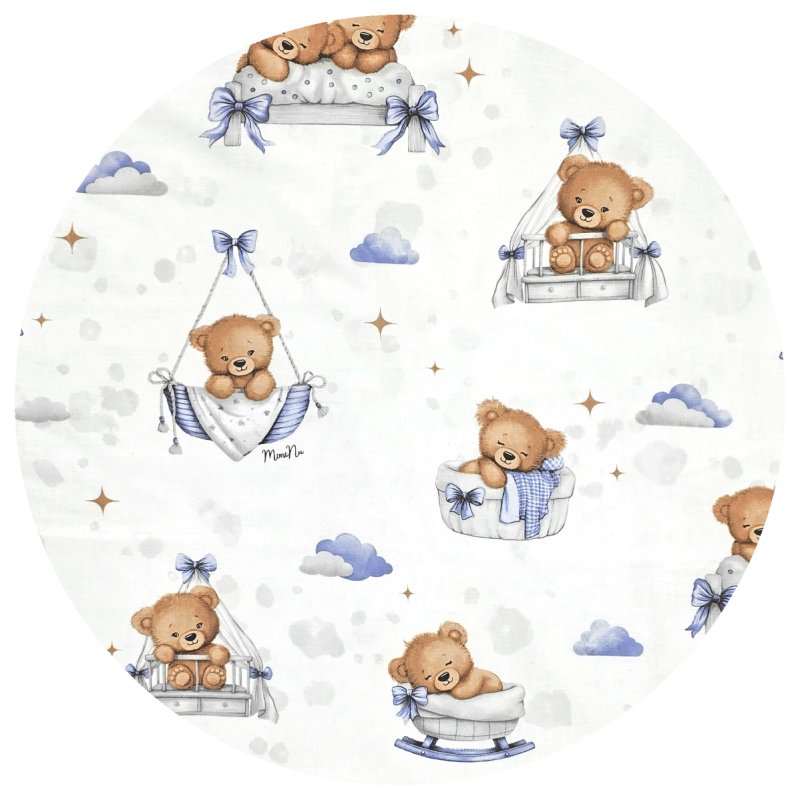 Oteplená zavinovacia deka s kapucňou, minky, 90 x 90 cm - Medvedíky, modrí