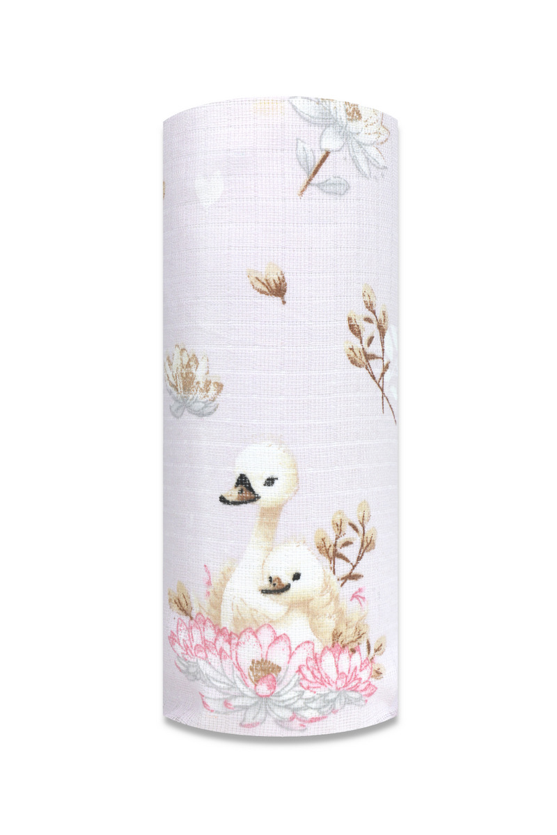 Tetra plienka 70×80 cm Basic, 100% bavlna, Labute v ružovej - 1 ks