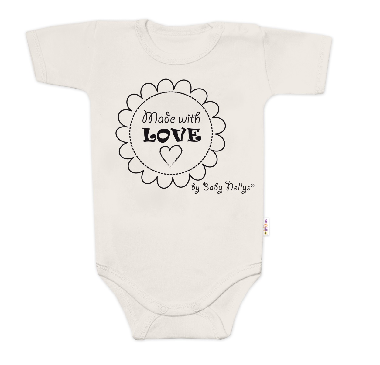 Body krátky rukáv Baby Nellys, Made with love, béžové