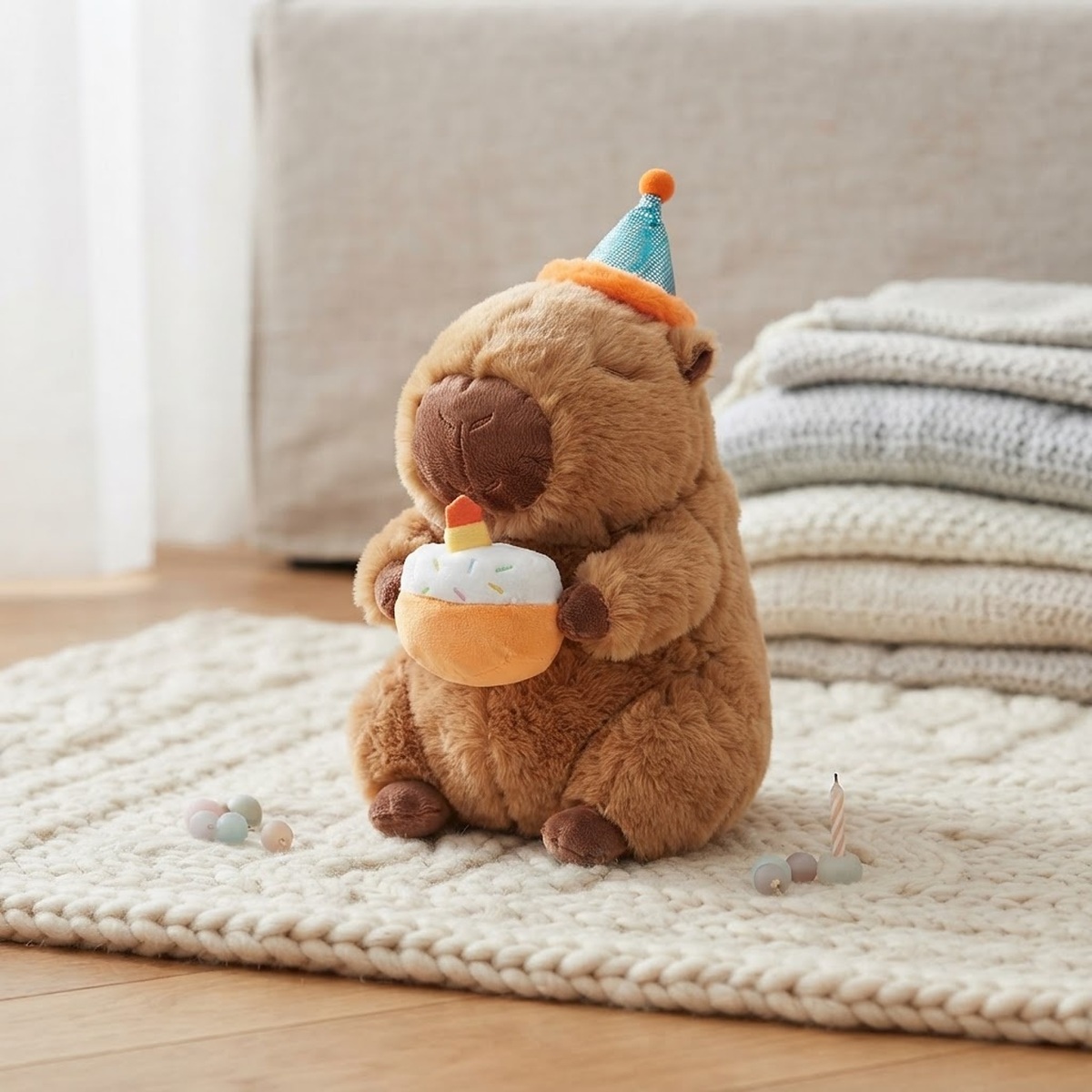 Plyšová hračka Kapybara s tortou Happy Birthday 30cm