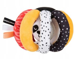 Senzorická plyšová hračka s hrkálkou a pískatkom Canpol Babies, Lopta a Panda (2)