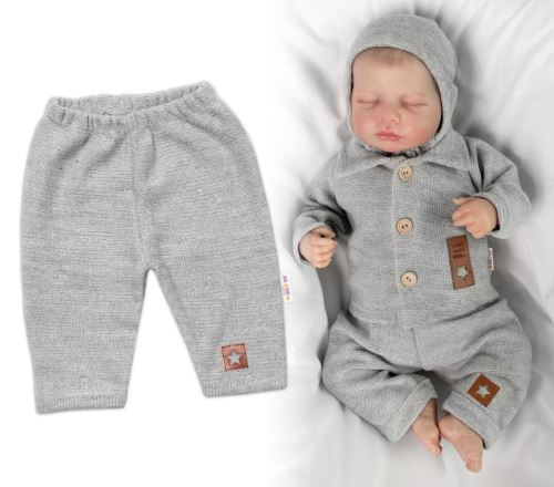 Pletené kalhoty Hand Made Boy, Baby Nellys, šedé (1)