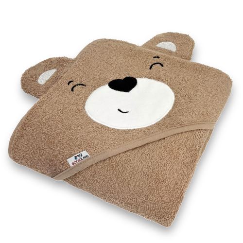 Detská osuška s kapucou 95×95 cm Teddy Bocioland – mäkká froté bavlna, 3D uši, hnedá