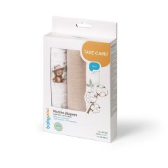 Mušelínové plienky BabyOno, Super Soft béžové, 100% bavlna, 3 ks x 70x70 cm, Medvedík II (6)