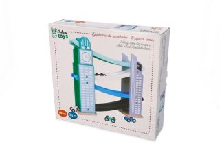 Drevený mrakodrap so šmykľavkou pre autíčka, Adam Toys (1)