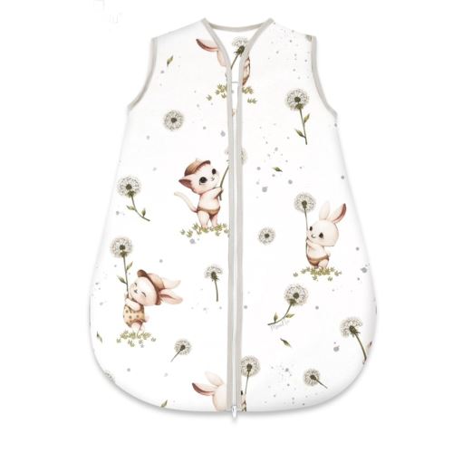 Spací vak, bavlna "AVI" celoročná na zips 74 cm, Kačičky - biela/růžová