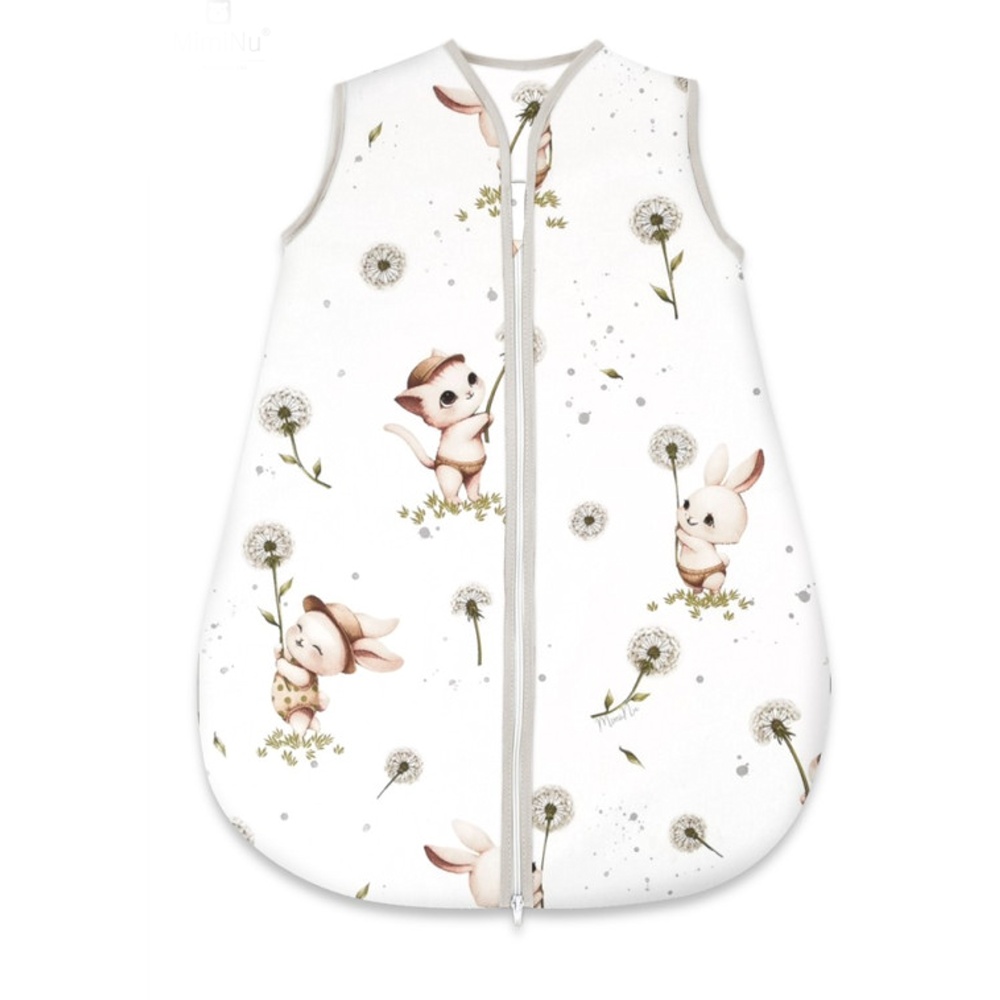 Spací vak, bavlna "AVI" celoročná na zips 74 cm, Kačičky - biela/růžová