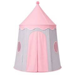 Detský stan Zámok skladací sivo-ružový, tipi (1)