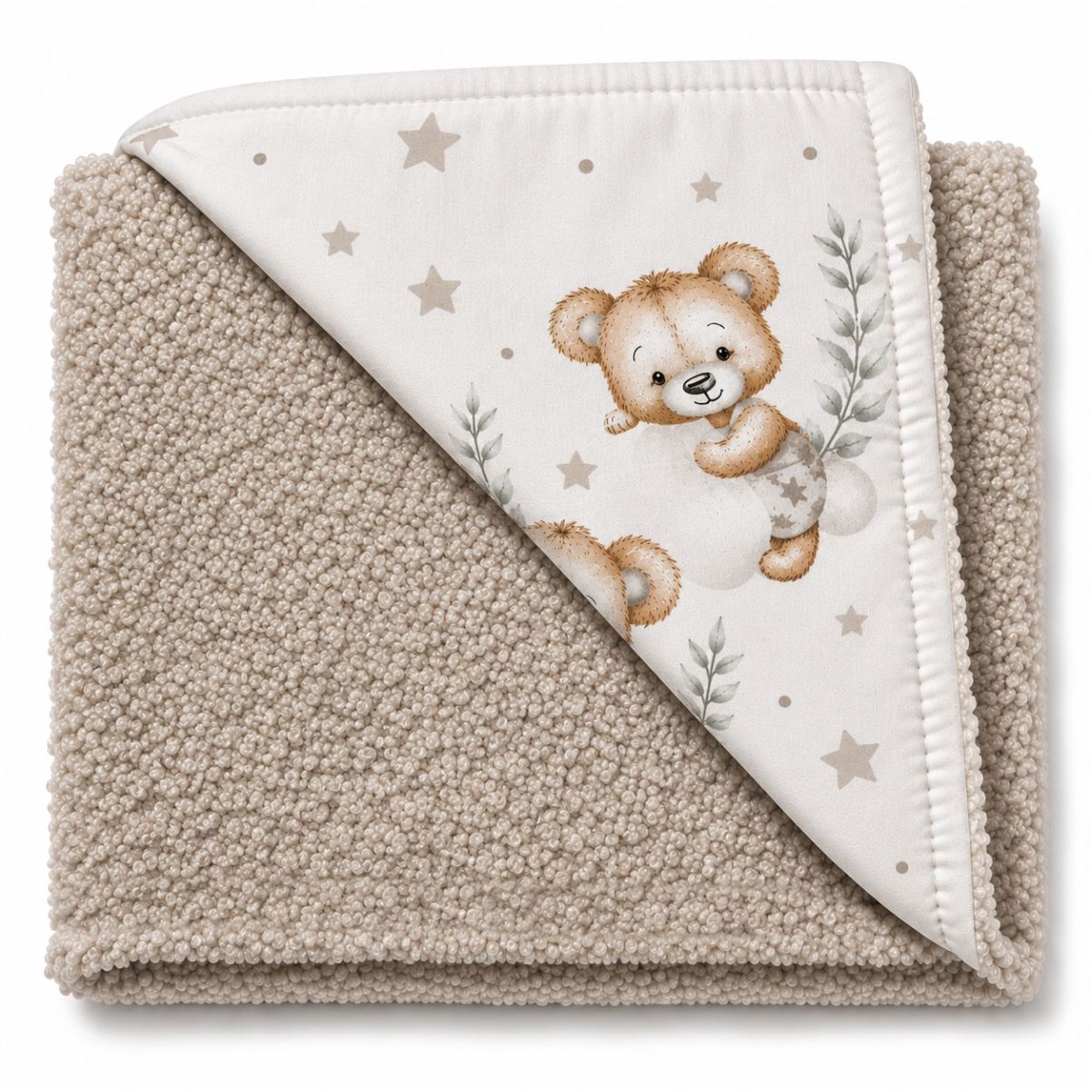 Detská luxusná obojstranná deka 90x75 cm, Sleepy Teddy, béžová