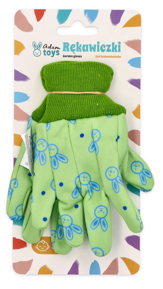 Detské záhradné rukavice s zajačikmi, Adam Toys, zelené