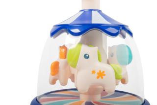 Toyz Edukačná hračka Vlčík s koníkmi – modrá, kolotoč, 6m+ (1)