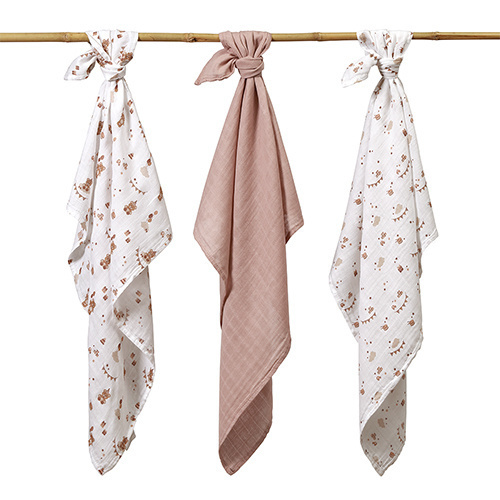Mušelínové plienky BabyOno, Super Soft hnedé, 100% bavlna, 3 ks x 70x70 cm, Cirkus