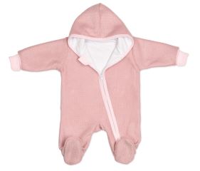 Pletený overal s kapucňou, CUTE - púdrovo růžová Pletený overal s kapucňou, CUTE - púdrovo růžová