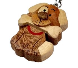 2Kids Toys Drevená kľúčenka veľká Pes s kosťou (1)