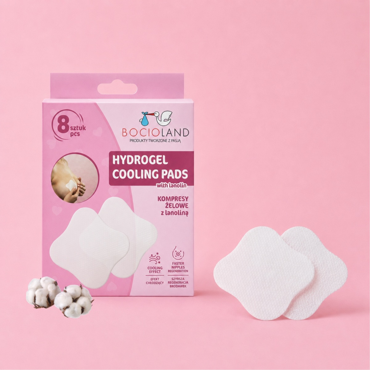 Hydrogelové dojčiace vložky s lanolínom Bocioland (8 ks)